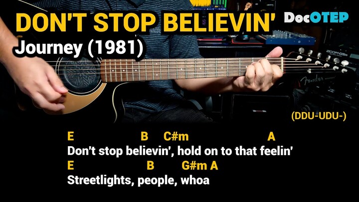 Don't Stop Believin' - Journey (1981) - Easy Guitar Chords Tutorial with Lyrics