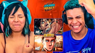 2 EM 1 - M4RKIM | Rap do Eren & Erwin Smith | [React Rap Nerd] 🔥