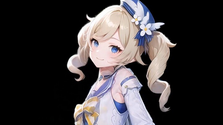 AI animation Barbara shakes happily