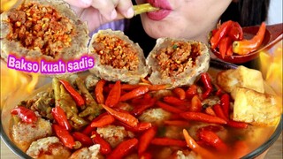 ASMR BAKSO KUAH SADIS ISI DAGING MERCON CEKER DAN TAHU | ASMR MUKBANG INDONESIA