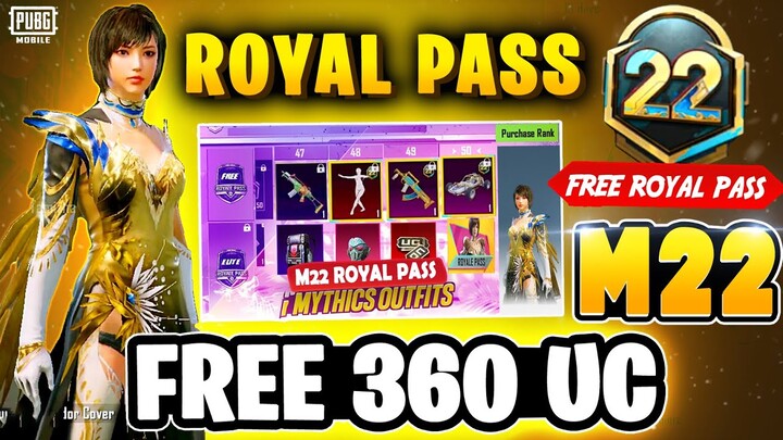 HOW TO  GET M22 ROYAL PASS | FREE 360 UC | M22 ROYAL PASS 1 TO 50 RP REWARDS | PUBGM