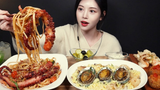 [Mukbang TV] - Ăn Mì Ý bạch tuộc, bào ngư, sò điệp | ASRM
