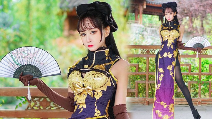 พัดกระดาษจะพาคุณย้อนกลับไปที่ "Hair Like Snow" Ink Hair Cheongsam