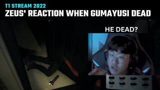 Evil maknae Zeus' reaction to Gumayusi's death | T1 Stream Moments | T1 funny moments