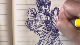 Bức vẽ một nét của Jotaro Kujo
