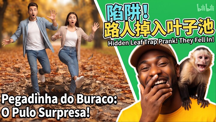 街头陷阱：路人集体掉进“水坑”！😂 | Pegadinha do Buraco com Água: O Pulo Surpresa 🇧🇷💦 | Street Trap: Walking on