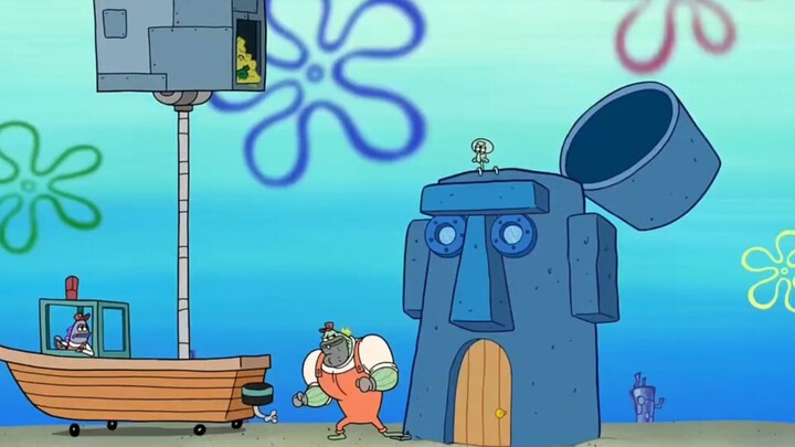 Squidward's home has actually turned into a trash can, with all the garbage being dumped at his plac