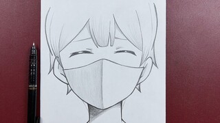 Easy to draw | how to draw anime girl wearing face mask easy step-by-step