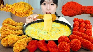 ASMR MUKBANG| 직접 만든 치토스 양념치킨 치즈스틱 핫도그 먹방 & 레시피 FRIED CHICKEN EATING