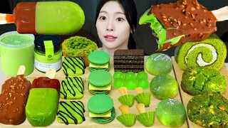 ASMR MUKBANG| 녹차 디저트 아이스크림 마카롱 젤리 먹방 & 레시피 DESSERT ICE CREAM MACARONS EATING