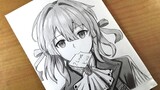 cara menggambar anime - violet evergarden | how to draw anime