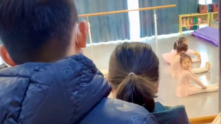 The brother squeezed through the window to watch his sister take dance class for the first time. I w