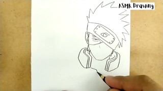 ASMR DRAWING kakashi , naruto manga from japan / how to draw kakashi