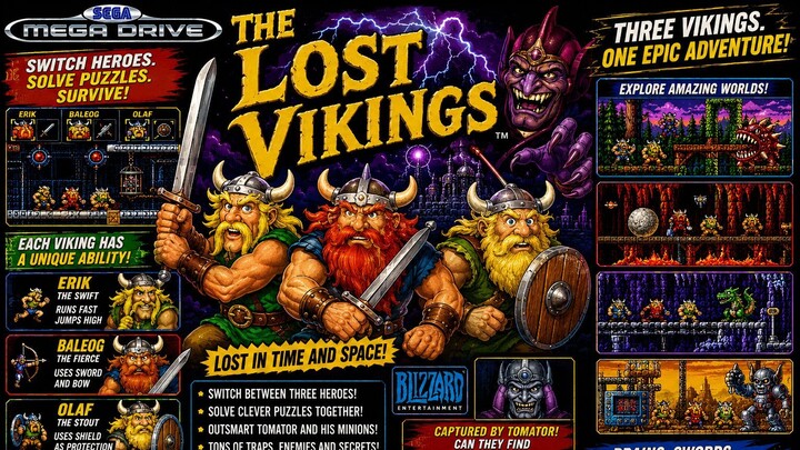 The Lost Vikings - Mega Drive/Sega Ganesis - Full Walkthrough / Playthrough Gameplay