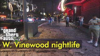 West Vinewood Nightlife Stroll | Just Walking | GTA V