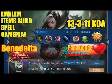 Benedetta Gameplay - Score (13-3-11) Donde - Mobile Legend 2021-January