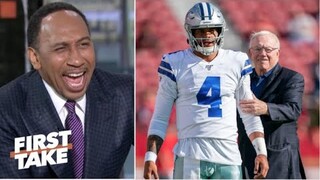 Stephen A. STRONG REACT to Jerry Jones on Dak's "execution" in Cowboys' blowout win: "What slump?"