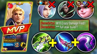 WTF DAMAGE!!😱 FREDRINN FULL ATTACK BUILD GAMEPLAY! FREDRINN MOBILE LEGENDS