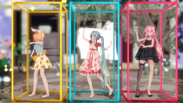 [Hatsune/Megurine/Kagamine Rin MMD] Duck! Locked in the exhibition box! Everyday lens layout