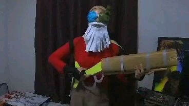 low cost cosplay of Sniper from Dota 2