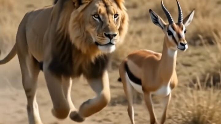 🔥 **The Lion Is Hunting a Deer… 🦁🦌😱**