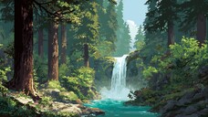 1 小时像素瀑布森林氛围｜纯自然环境音助眠·放松·专注