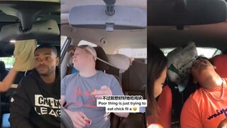 拿包挑战 假装往后座拿包"不小心"把包抡到男友头上 你们不要因为有男朋友就这么糟蹋吧！！！