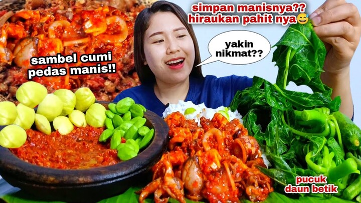 MAKAN CUMI PEDAS MANIS REBUSAN DAUN PEPAYA LALAPAN MENTAH JENGKOL MUDA CAMPUR PETAI