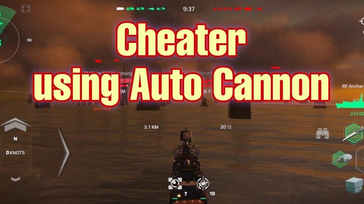 Modern Warships: This cheater is using Auto Cannon cheat.