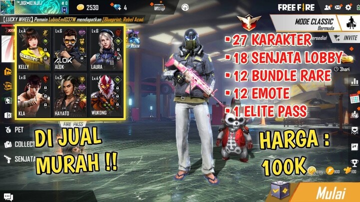 JUAL AKUN FF HARGA 100K, ADA SCAR CUPID