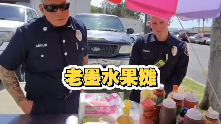 Lao Mo’s Fruit Stand: Even Firefighters Come to Enjoy Lao Mo’s Freshly Cut Fruit—Watermelon and Mang