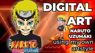 DIGITAL ART, CREATING NARUTO UZUMAKI FROM THE ANIME NARUTO SHIPPUDEN!!!