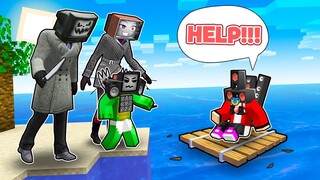 BABY JJ stuck on a TV MAN FAMILY island in Minecraft - Maizen