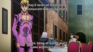 HE'S AN ENEMY! | the gang beats up a stranger | JJBA | Part 5
