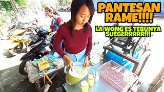 MENIKMATI KESEGARAN ES TEBU DITEMANI PENJUAL CANTIK - es tebu viral mertex mojokerto