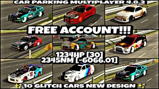 || Free Account Giveaway || 10 Glitch Cars New Design || Car Parking Multiplayer 4.8.2