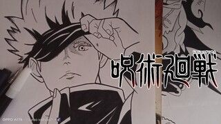 Gojo Satoru Part 2 - Jujutsu Kaisen || Black and White Art (SPEED DRAWING)