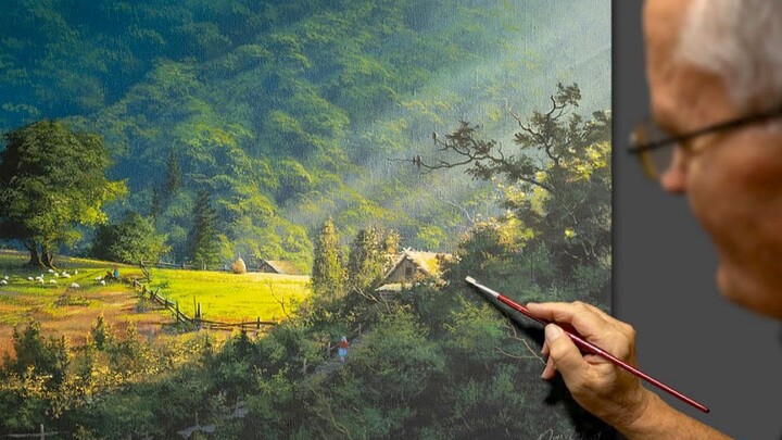 [Acrylic Painting] Serene and Peaceful Countryside Scenery | A Super-Healing Painting Process