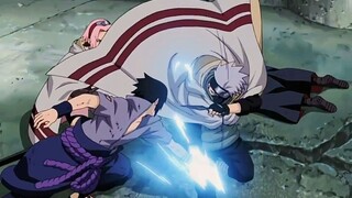 Sasuke kills Sakura and Kakashi arrives in time to save her.