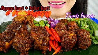 ASMR AYAM KARI PEDAS, TELUR KARI PEDAS, TUMIS BUNCIS | ASMR MUKBANG INDONESIA
