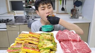 꽃돼지 추석잘보내여 산적 호박전 소고기 먹방[korean food]mukbang Eating show 吃播