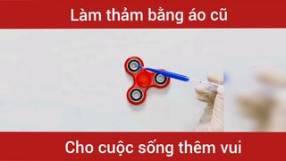 Làm thảm bằng áo cũ #meovat