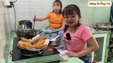Nàng Út Ống Tre làm bánh chuối chiên đãi cả Cty Độc Lạ Việt Nam