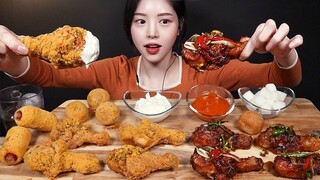 SUB)뿌링클 맛초킹 치킨 먹방!✨뿌링핫도그 치즈볼까지 단짠단짠 꿀조합 리얼사운드 Chicken Mukbang Asmr