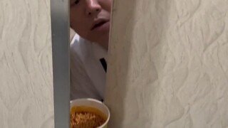 Instant noodles taste best in the bathroom when paired with grilled sausages.