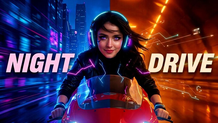 在深夜骑着摩托车带你穿梭于未来的城市 🏍️🌙