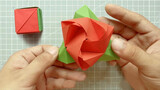 [Cuộc sống] Gấp giấy: Bông hồng trong khối lập phương