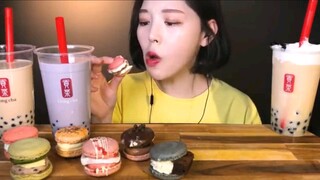 Boki Macarons and Bubble Tea ASMR mukbang