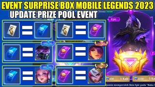 EVENT SURPRISE BOX MOBILE LEGENDS 2023! UPDATE TIKET DRAW GRATIS | PRIZEPOOL SKIN LEGEND & COLLECTOR