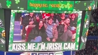 In the kissing segment on the big screen during halftime of the match, it's not the beginning that m